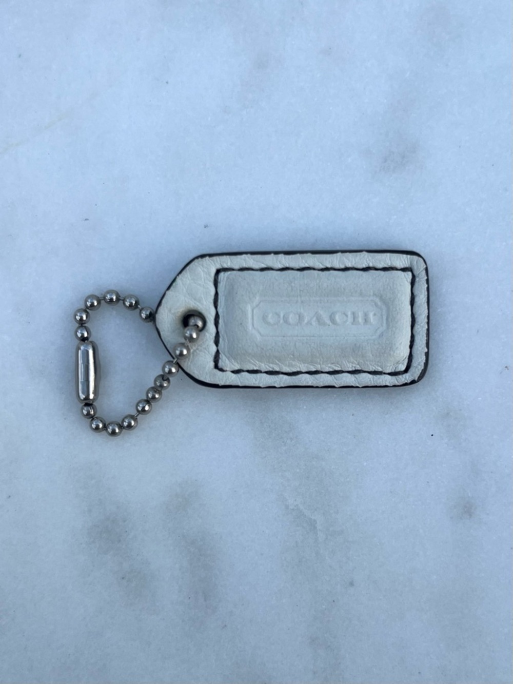 COACH Vintage Leather Hang Tag, White Mini